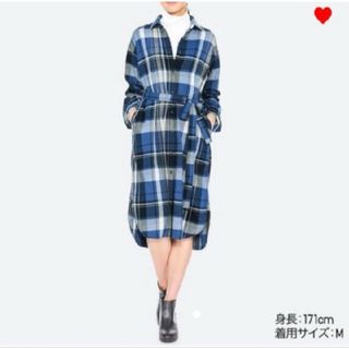 ユニクロ(UNIQLO)のユニクロ　フランネルシャツワンピース　チェックシャツワンピース(ロングワンピース/マキシワンピース)