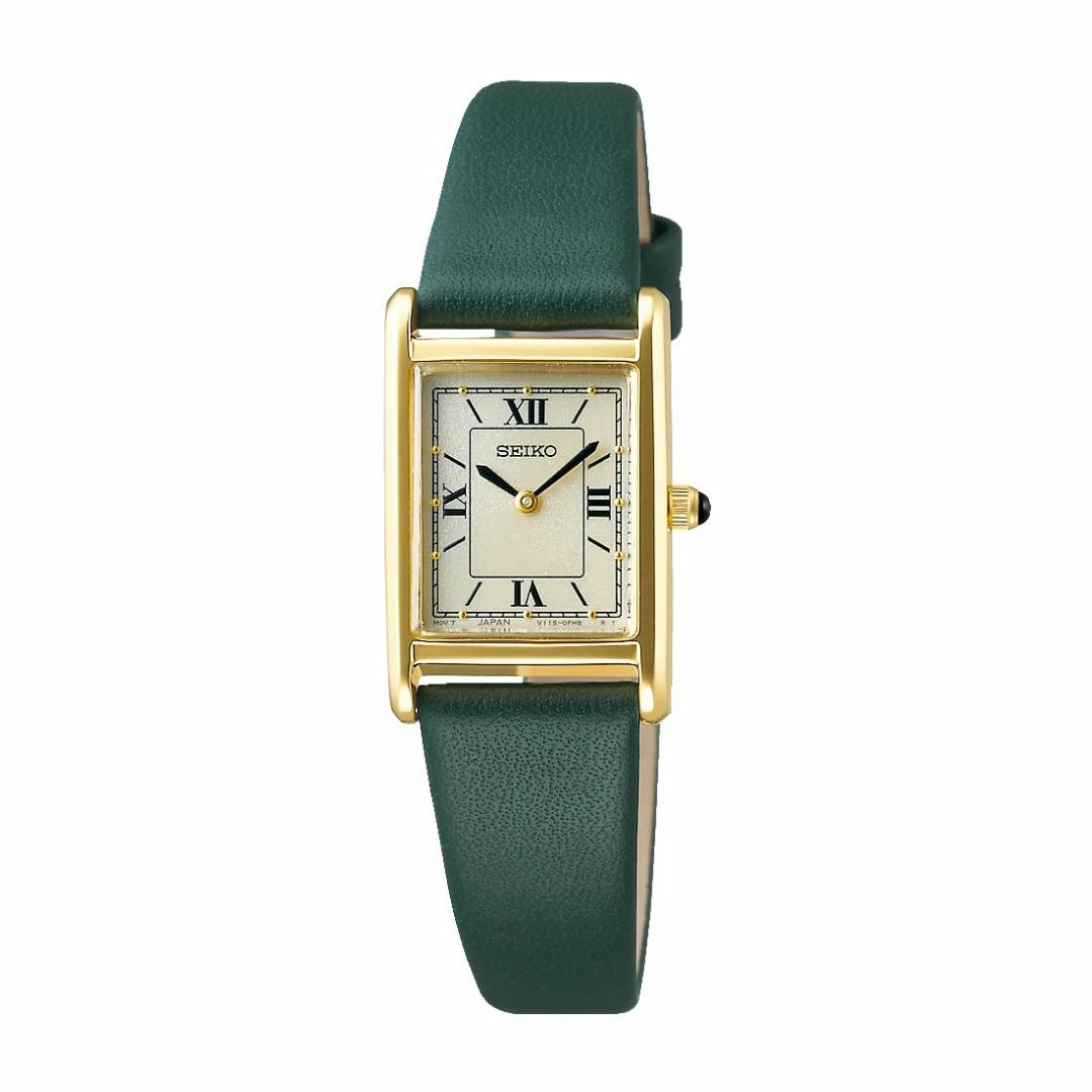 【色: ケース:イエローゴールド、文字盤:クリーム、バンド:グリーン】[セイコー レディースのファッション小物(腕時計)の商品写真