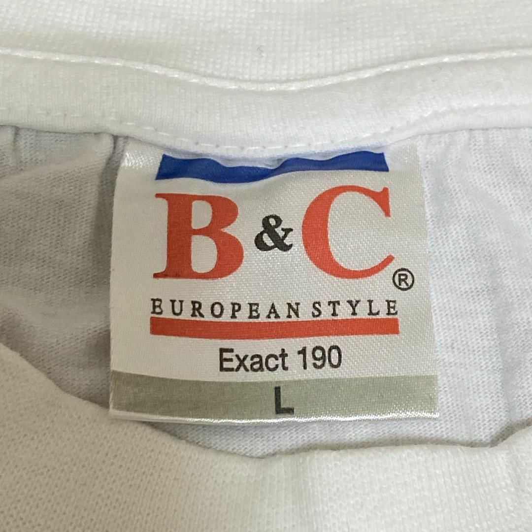 B&C 半袖Tシャツ 白T オープンカー 男性 フォト ユーロ古着c56① メンズのトップス(Tシャツ/カットソー(半袖/袖なし))の商品写真