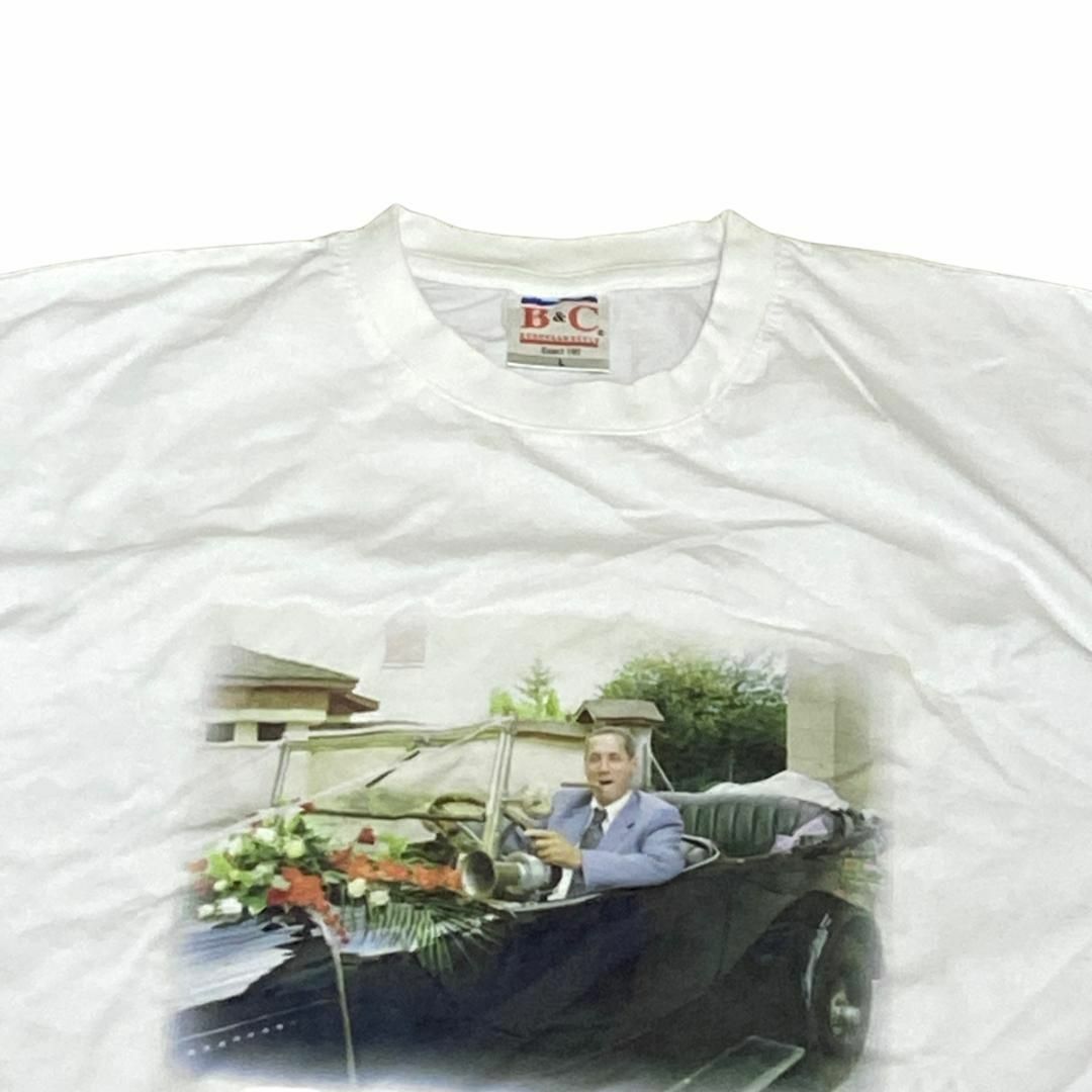 B&C 半袖Tシャツ 白T オープンカー 男性 フォト ユーロ古着c56① メンズのトップス(Tシャツ/カットソー(半袖/袖なし))の商品写真