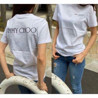 ジミーチュウ(JIMMY CHOO)の＊ ジミーチュウ ロゴTシャツ ホワイト ブラック(Tシャツ(半袖/袖なし))