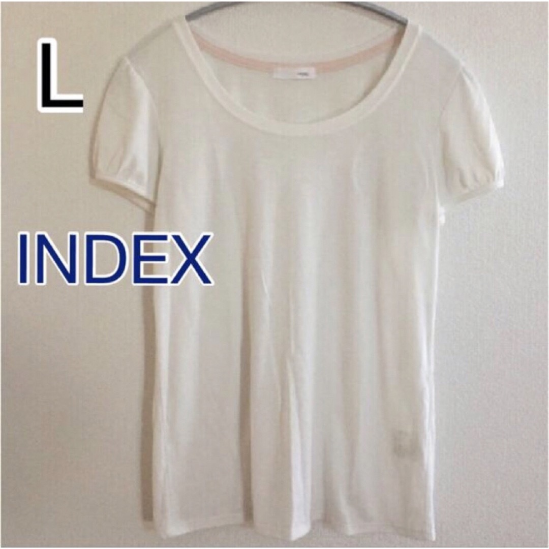 INDEX(インデックス)の【美品】日本製INDEX 白パフスリーブTシャツ　ホワイト レディースのトップス(Tシャツ(半袖/袖なし))の商品写真