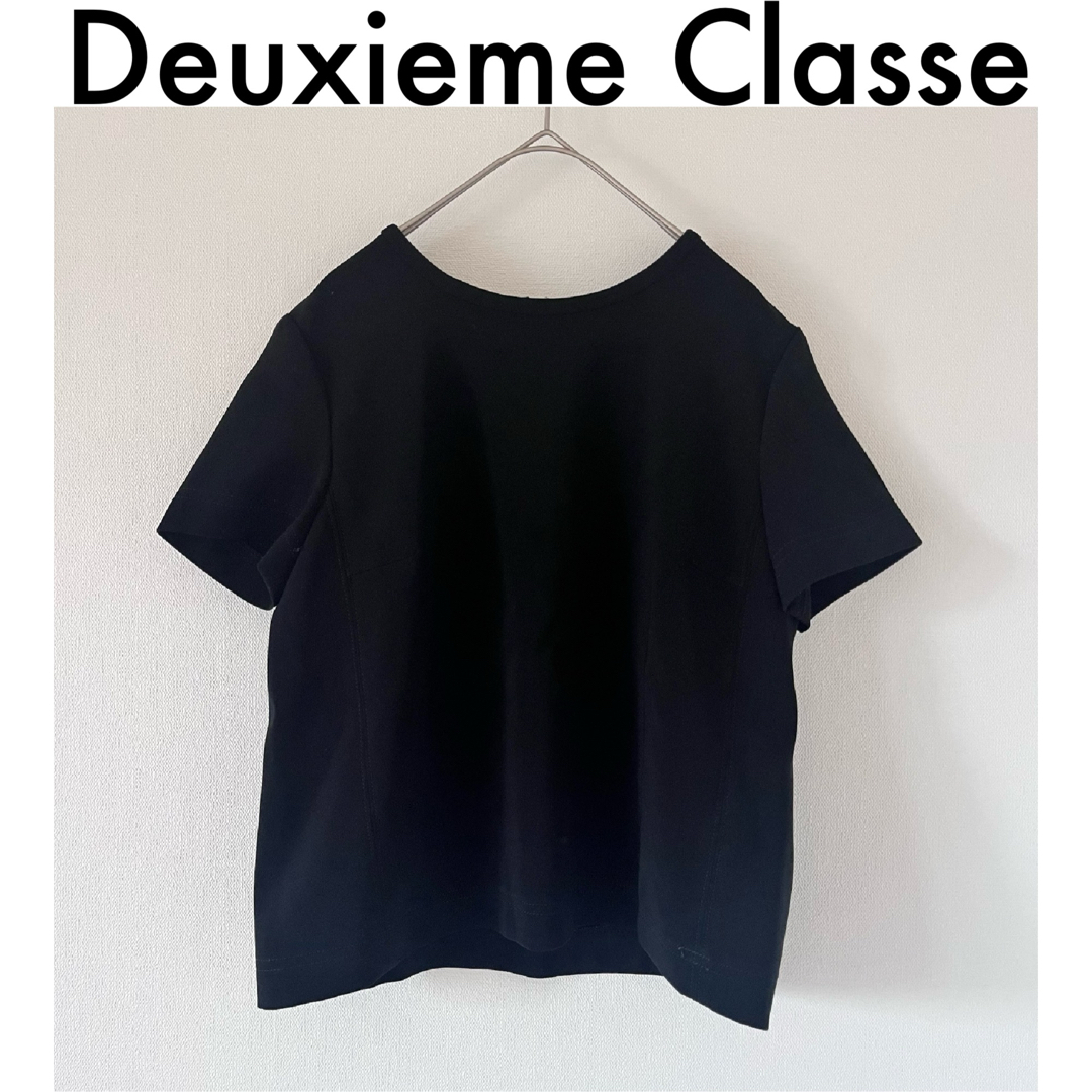 DEUXIEME CLASSE(ドゥーズィエムクラス)の【Deuxieme Class】バックジップショートスリーブカットソー　ブラック レディースのトップス(シャツ/ブラウス(半袖/袖なし))の商品写真