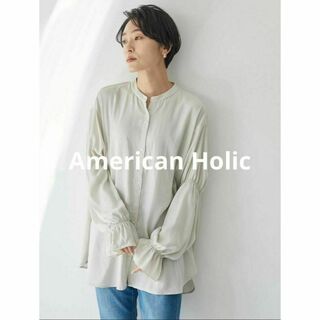 AMERICAN HOLIC - 新品 キャンディースリーブとろみブラウス シアーサテンTシャツ 羽織り トップス