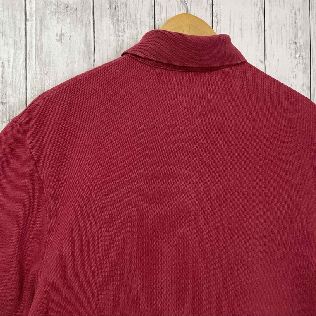 TOMMY HILFIGER(トミーヒルフィガー)のトミーヒルフィガー ポロシャツ 半袖 赤 レッド 輸入 Mサイズ 海外古着 メンズのトップス(Tシャツ/カットソー(半袖/袖なし))の商品写真
