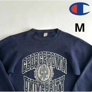 チャンピオン(Champion)のチャンピオン ビンスエ トリコタグ 80s 前V ナス紺 M カレッジロゴ 3段(スウェット)