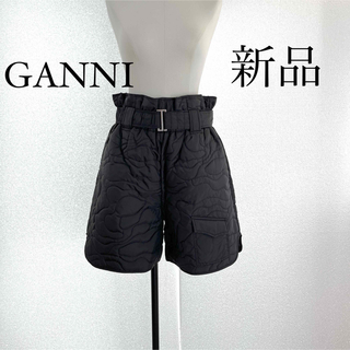 GANNI ガニー　ベルト付き シェルショートパンツ　L(40)サイズ　ブラック
