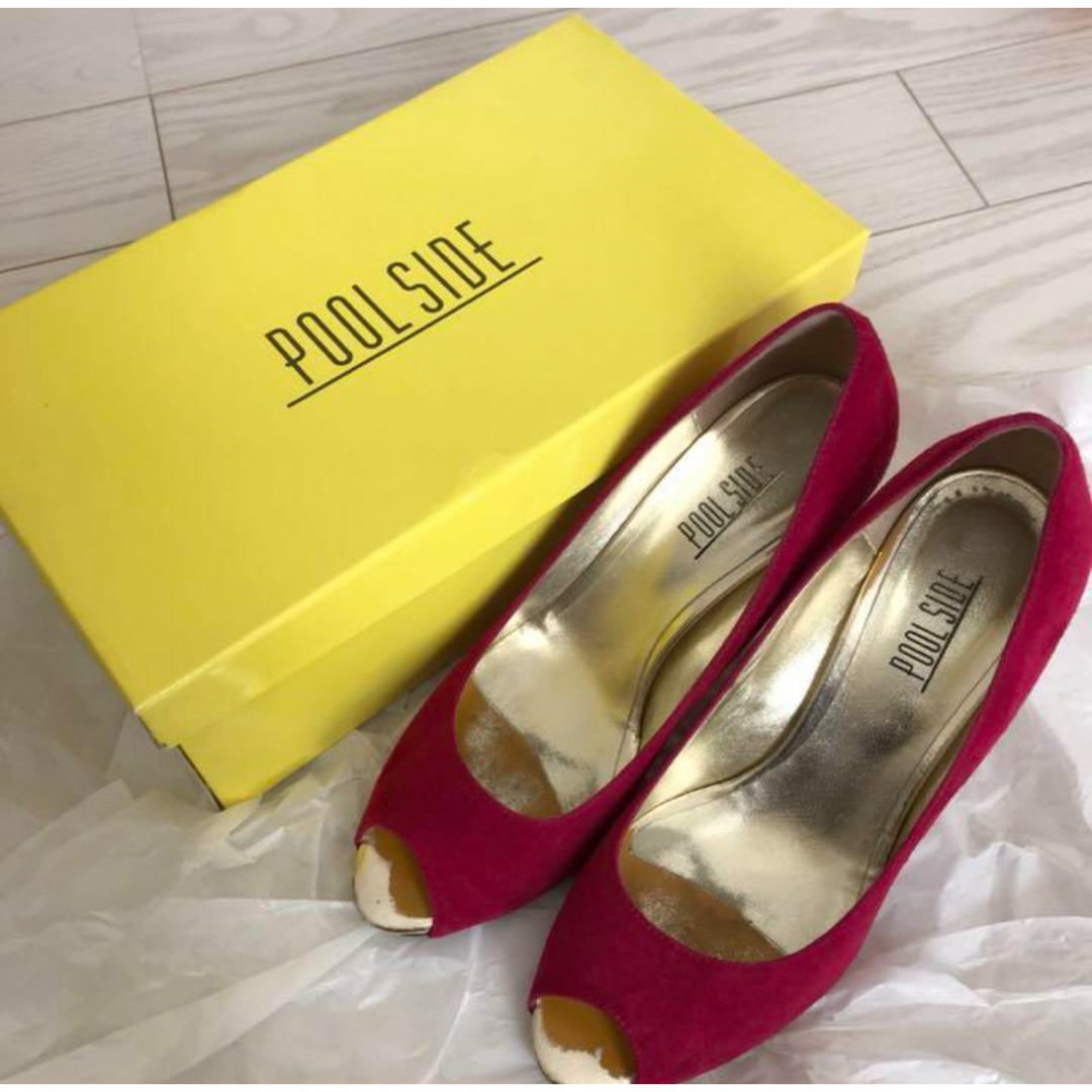 POOL SIDE(プールサイド)のPOOL SIDE プールサイド　パンプス　ベロア　ワインレッド レディースの靴/シューズ(ハイヒール/パンプス)の商品写真