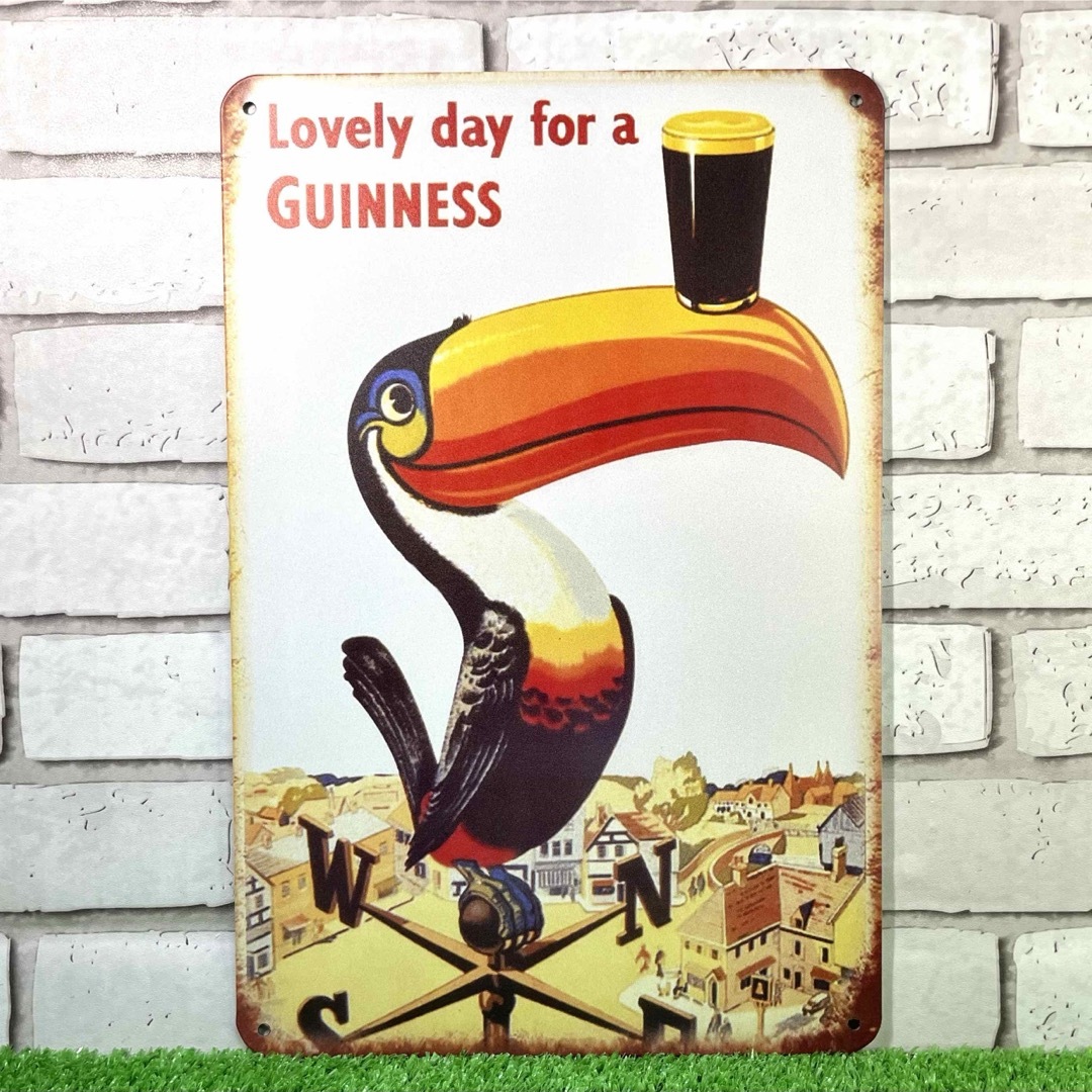 【508番】ギネスビール（Guinness　トゥーカン　アイルランド　ブリキ看板 インテリア/住まい/日用品のインテリア小物(ウェルカムボード)の商品写真