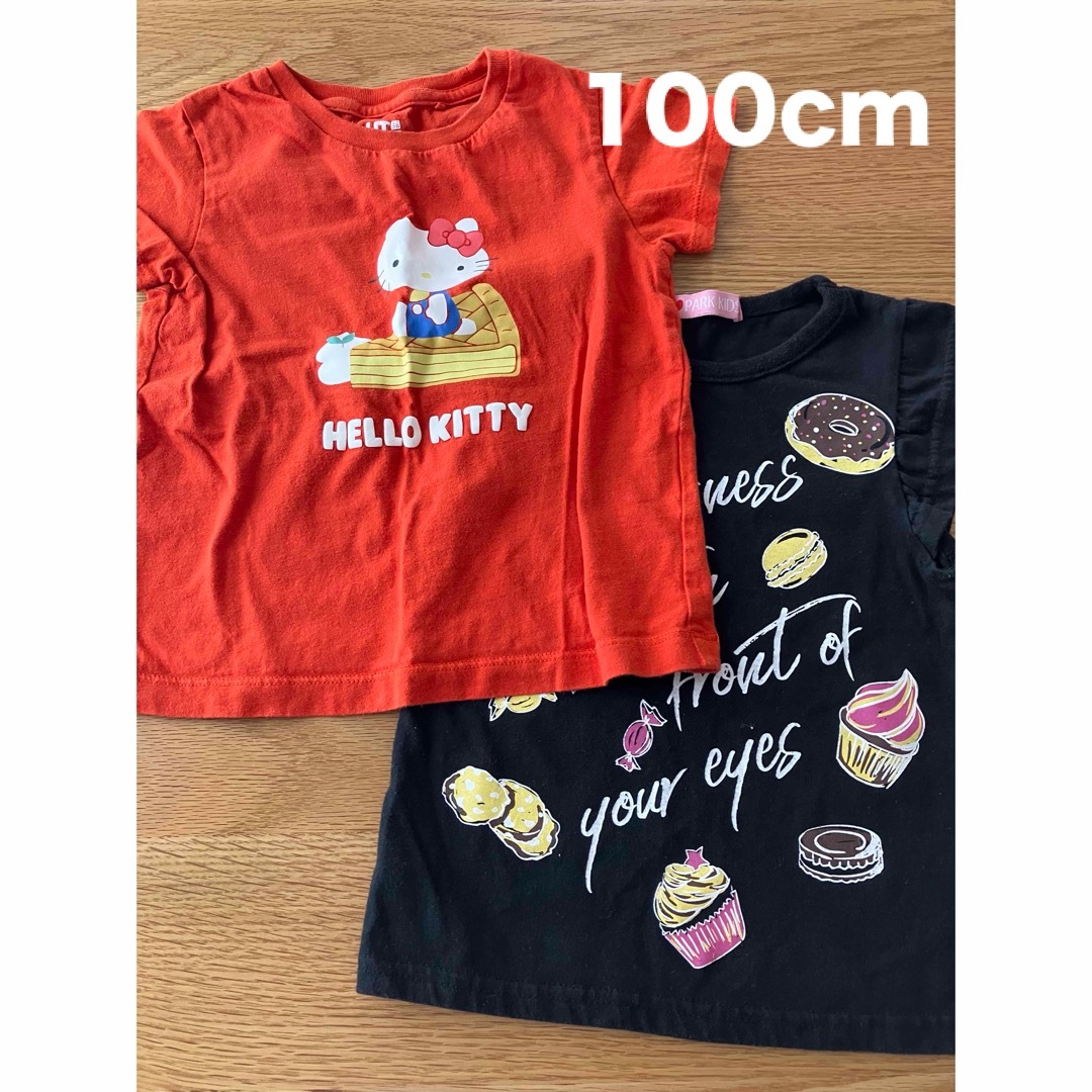 UNIQLO(ユニクロ)のTシャツ 100cm 2枚セット キッズ/ベビー/マタニティのキッズ服女の子用(90cm~)(Tシャツ/カットソー)の商品写真