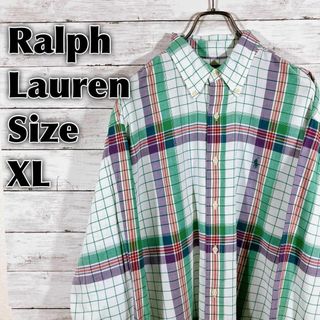 ラルフローレン(Ralph Lauren)のラルフローレン　マルチカラーチェック　ポニー刺繍あり　サイズＸＬ　ＢＤ長袖シャツ(シャツ)