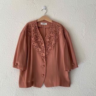 vintageヴィンテージレトロ古着レース編み込み刺繍ブラウス