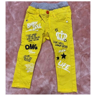 ベビードール(BABYDOLL)の【ほぼ未使用】BABYDOLL ベビードール パンツ 黄色 ベビー服 90(パンツ/スパッツ)