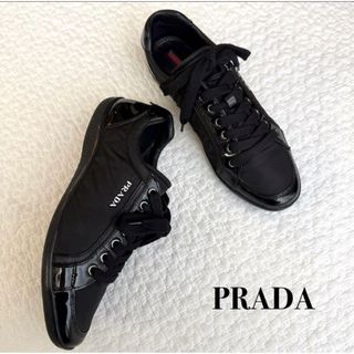 PRADA - 美品★PRADA プラダ レザーナイロン スニーカー