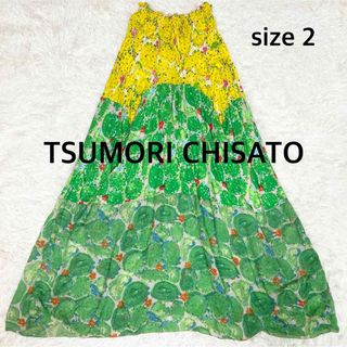 ツモリチサト(TSUMORI CHISATO)の希少✨ ツモリチサト ベアトップ ロングワンピース　シルク混　Mサイズ(ロングワンピース/マキシワンピース)