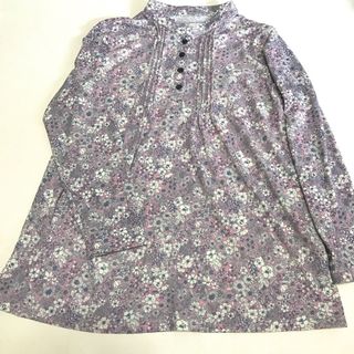 お値下げ　ピンク系　花柄ふんわりトップス　LLサイズ(カットソー(長袖/七分))