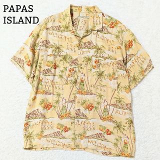 美品 PAPAS ISLAND パパス アイランド アロハシャツ リネン Ⅿ(シャツ)