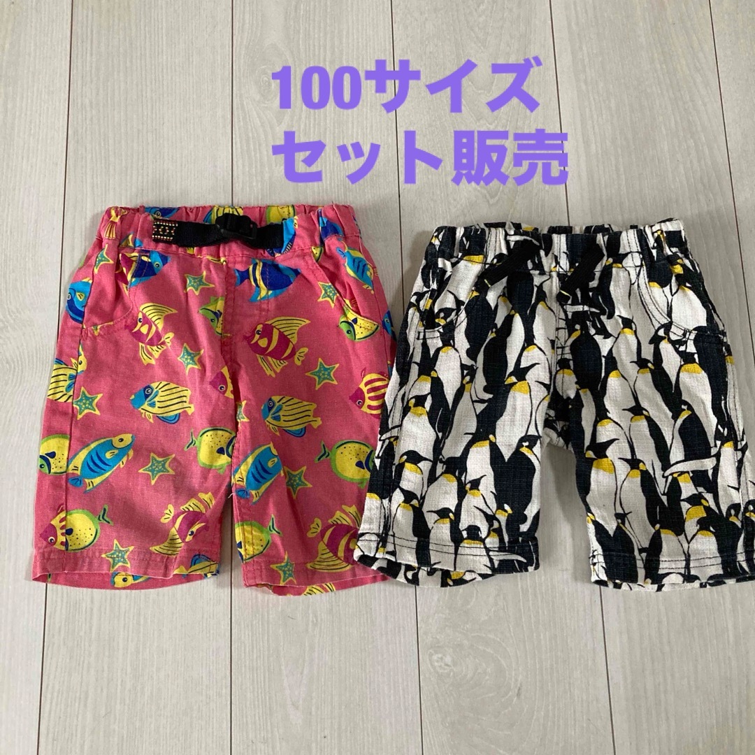 しまむら(シマムラ)の【100サイズ　セット販売　魚柄&ペンギン柄　ハーフパンツ】 キッズ/ベビー/マタニティのキッズ服男の子用(90cm~)(パンツ/スパッツ)の商品写真