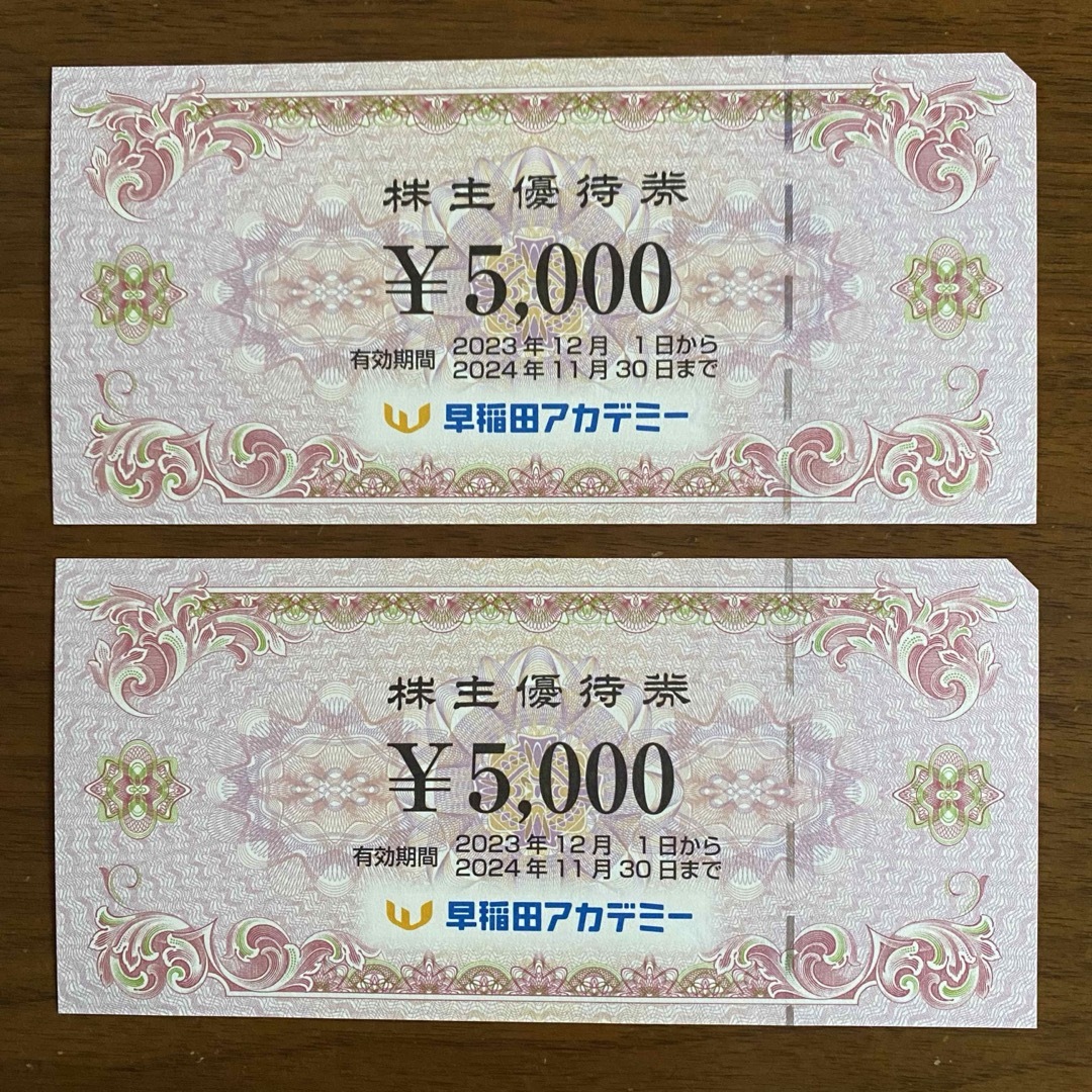 早稲田アカデミー株主優待10000円分 チケットの優待券/割引券(その他)の商品写真