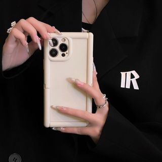 【数量限定】iPhone15Pro　スマホ　白　ケース　無地　スタンド　リング