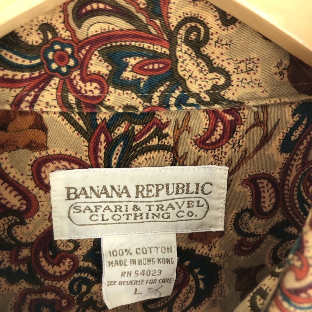 Banana Republic(バナナリパブリック)の古着 80年代 バナナリパブリック BANANA REPUBLIC 総柄 長袖 ボタンダウンシャツ メンズL ヴィンテージ /eaa445161 メンズのトップス(シャツ)の商品写真