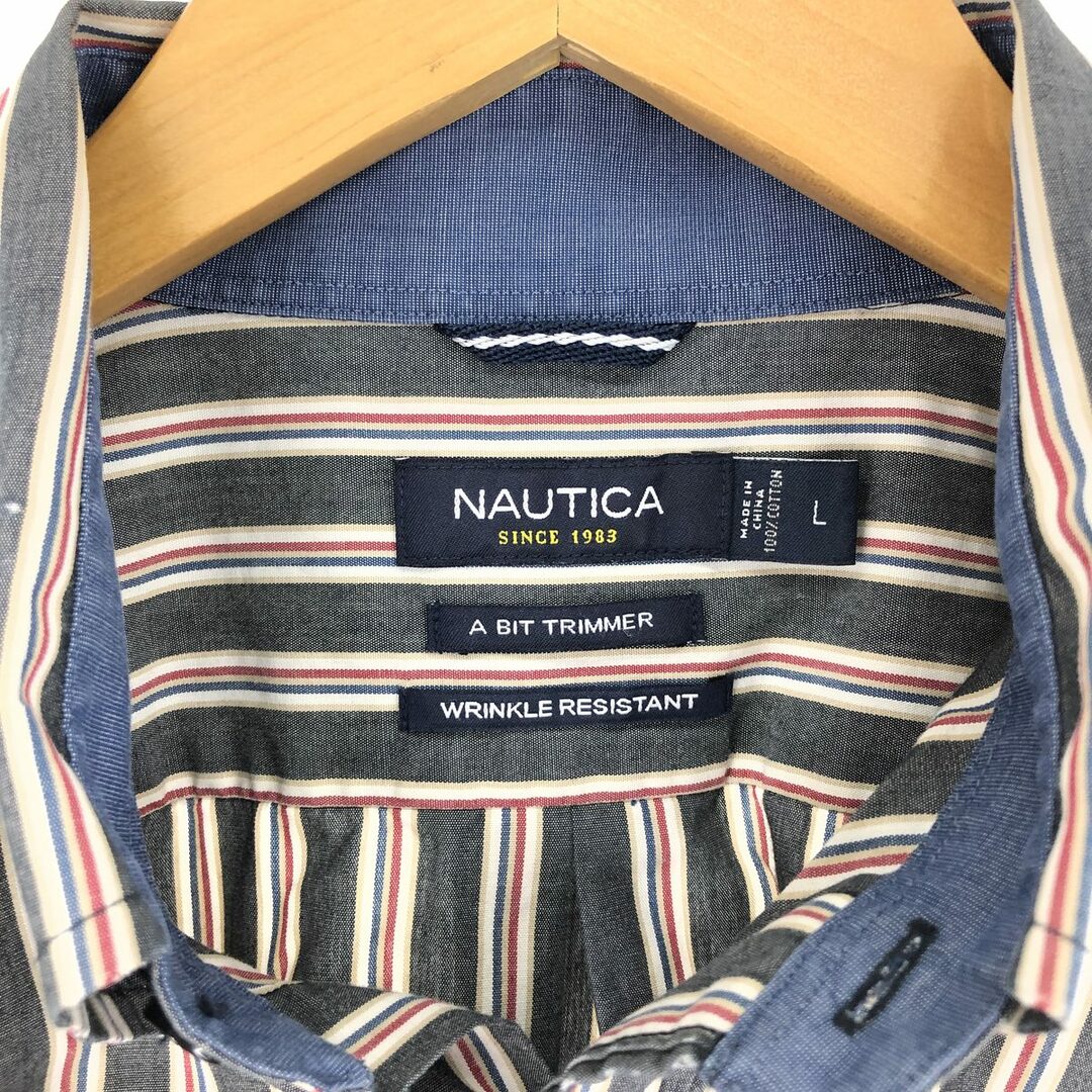 NAUTICA(ノーティカ)の古着 ノーティカ NAUTICA 長袖 ボタンダウンストライプシャツ メンズL /eaa445362 メンズのトップス(シャツ)の商品写真