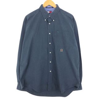 トミーヒルフィガー(TOMMY HILFIGER)の古着 90年代 トミーヒルフィガー TOMMY HILFIGER ブラックウォッチチェック 長袖 ボタンダウンチェックシャツ メンズXL ヴィンテージ /eaa445365(シャツ)