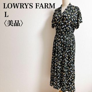 LOWRYS FARM - LOWRYSFARM ローリーズファーム 半袖ロングワンピース ブラック 花柄L