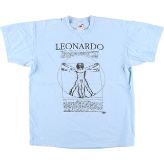 FRUIT OF THE LOOM - 古着 フルーツオブザルーム FRUIT OF THE LOOM LEONARDO DA VINCI レオナルドダヴィンチ 人体比例図 プリントTシャツ メンズL /eaa440652