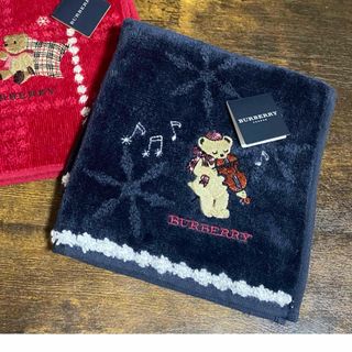 バーバリー(BURBERRY)の新品☆BURBERRYタオルハンカチ　刺繍　バイオリン　テディベア　ノバチェック(ハンカチ)