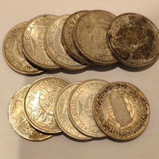 パタカ銀貨 1952年6枚 1972年5枚 139.86g マカオ(貨幣)