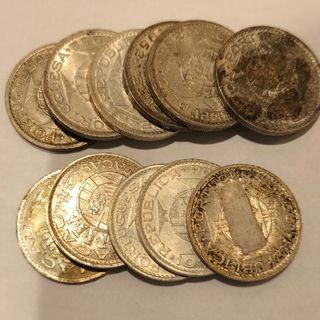 パタカ銀貨 1952年6枚 1972年5枚 139.86g マカオ(貨幣)