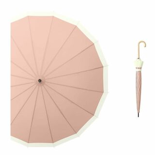色: ピンク長傘 ジャンプ傘 16本骨 大型 超撥水 メンズ レディース(その他)