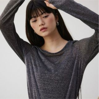 アズールバイマウジー(AZUL by moussy)のAZUL BY MOUSSY アズールバイ マウジー ラメ カットソー ブラック(カットソー(長袖/七分))