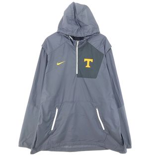 ナイキ(NIKE)の古着 ビッグサイズ ナイキ NIKE カレッジ フード付き ハーフジップ ウォームアッププルオーバー メンズXXXL /eaa444211(ナイロンジャケット)