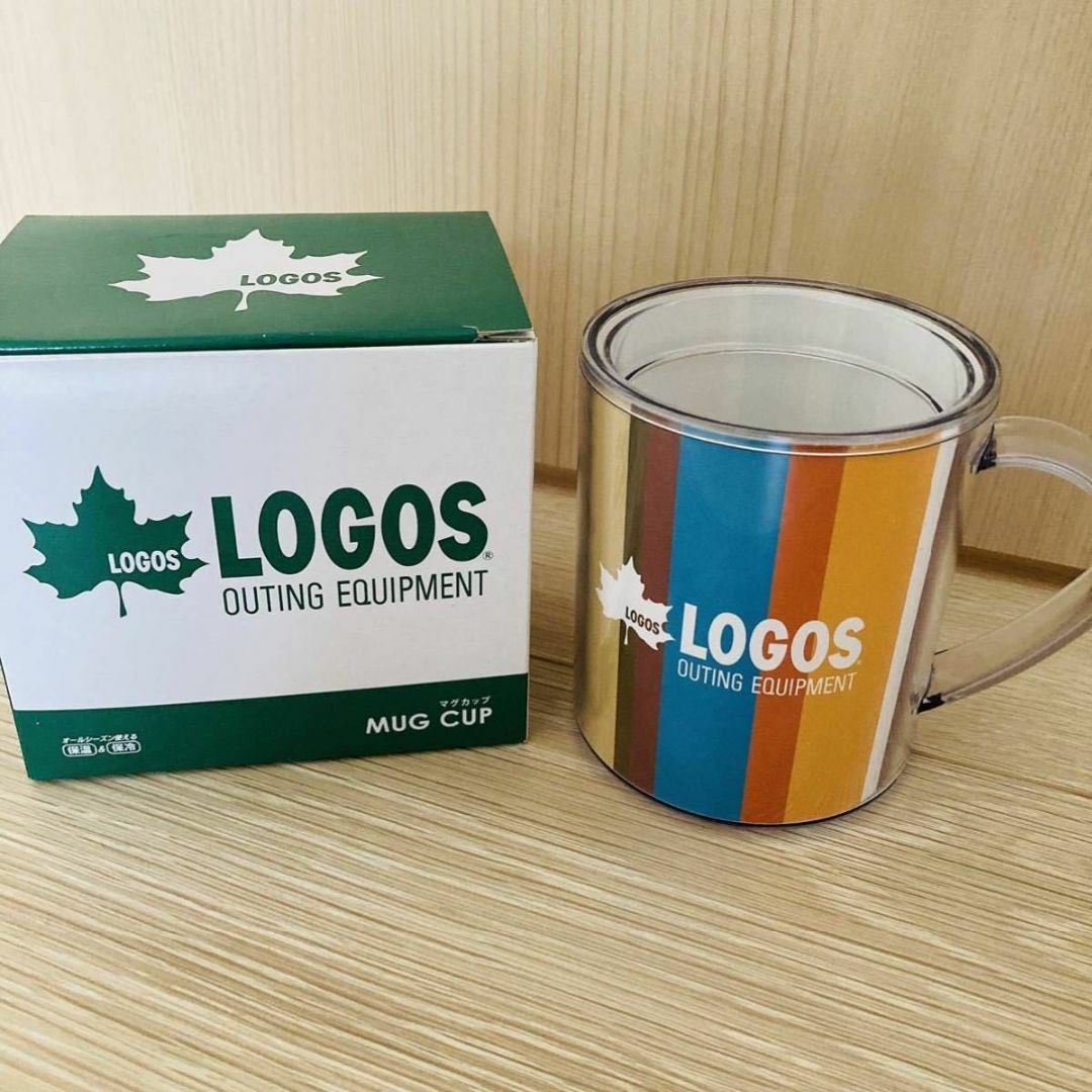 LOGOS マグカップ　保温　保冷　ストライプ　滑り止め付き　アウトドア　コップ スポーツ/アウトドアのアウトドア(食器)の商品写真