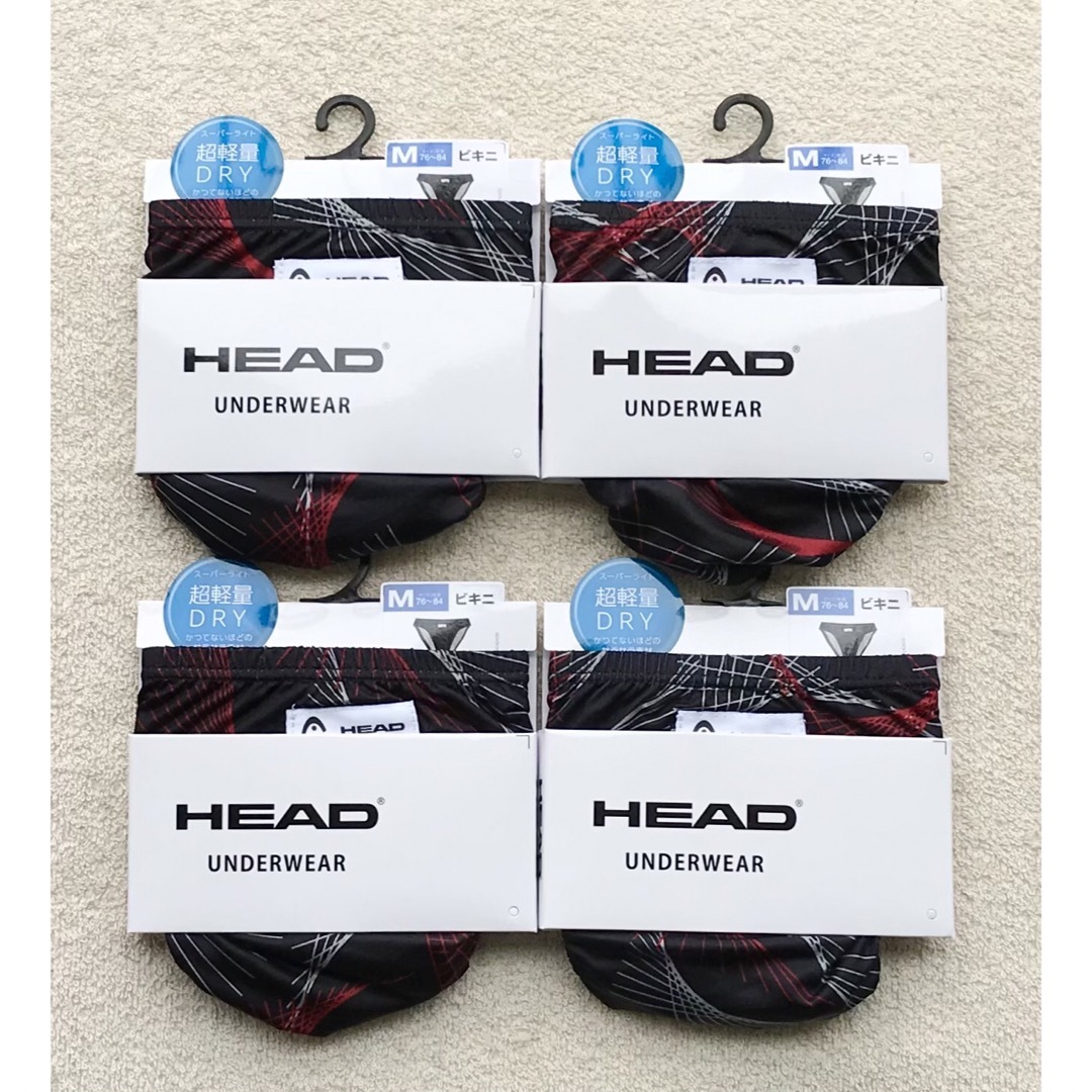 HEAD(ヘッド)のHEAD ビキニ ブリーフ Mサイズ デザイン ブラック×レッド 4枚セット メンズのアンダーウェア(その他)の商品写真