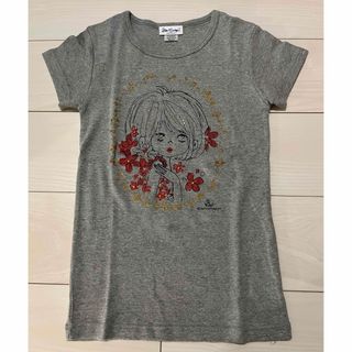 水森亜土　Tシャツ　お花（グレー）(Tシャツ(半袖/袖なし))