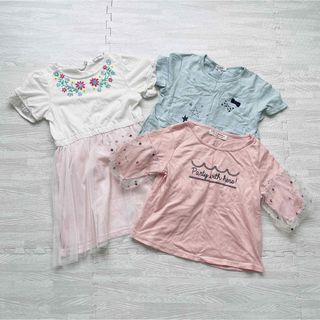 3can4on - 【130 3枚セット】女の子　ワンピース　Tシャツ2枚　可愛い系　フェミニン