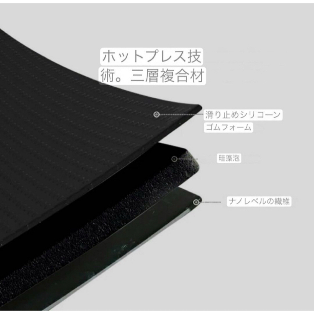 珪藻土 バスマット シック ブラック 吸水 速乾 洗える 滑り止め インテリア/住まい/日用品のラグ/カーペット/マット(バスマット)の商品写真