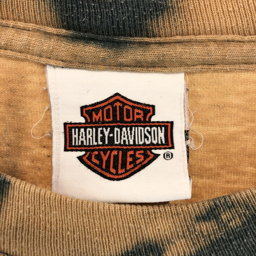 Harley Davidson(ハーレーダビッドソン)の古着 00年代 ハーレーダビッドソン Harley-Davidson タイダイ柄 バックプリント ロングTシャツ ロンT USA製 メンズXL /eaa432303 メンズのトップス(Tシャツ/カットソー(半袖/袖なし))の商品写真