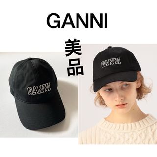 トゥモローランド(TOMORROWLAND)の美品！GANNI ロゴキャップ ガニー メンズレディース ブラック ベースボール(キャップ)