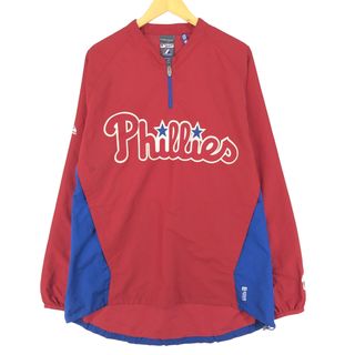 古着 マジェスティック majestic MLB PHILADELPHIA PHILLIES フィラデルフィアフィリーズ ハーフジップ ウインドブレーカー メンズL /eaa440184(ナイロンジャケット)