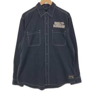 ハーレーダビッドソン(Harley Davidson)の古着 ハーレーダビッドソン Harley-Davidson 長袖 ボタンダウン ワークシャツ メンズL /eaa444173(シャツ)