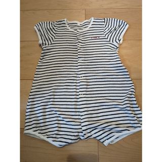 プチバトー(PETIT BATEAU)のプチバトー　半袖ロンパース　ボーダー　12m/74cm(ロンパース)