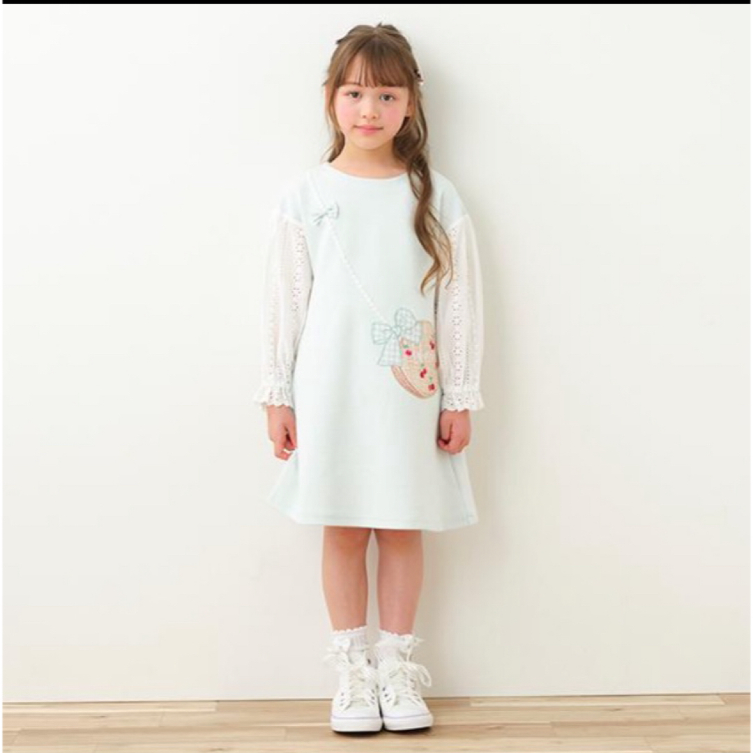 mezzo piano(メゾピアノ)の美品　メゾピアノ　ワンピース　春夏　ミント キッズ/ベビー/マタニティのキッズ服女の子用(90cm~)(ワンピース)の商品写真