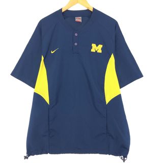 ナイキ(NIKE)の古着 00年代 ナイキ NIKE TEAM MICHIGAN ミシガン大学 カレッジ メッシュ切替 ヘンリーネック ウォームアッププルオーバー メンズL /eaa440181(ナイロンジャケット)