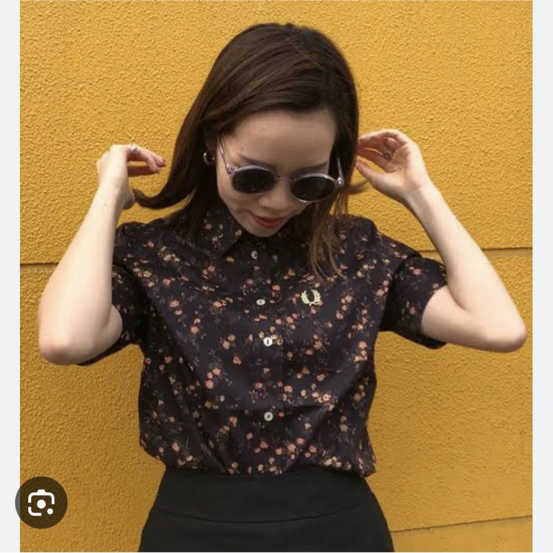 FRED PERRY】 リバティシャツ 花柄 半袖 フレッドペリー ブラック FRED PERRY】 リバティシャツ 花柄 半袖 フレッドペリー ブラック