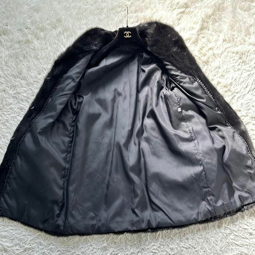 ノーブランド　ミンクファーコート　黒　13号　XLサイズ レディースのジャケット/アウター(毛皮/ファーコート)の商品写真