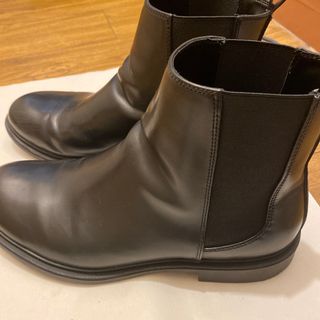 ザラ(ZARA)のZARA サイドゴアブーツ レザー 黒 43(ブーツ)